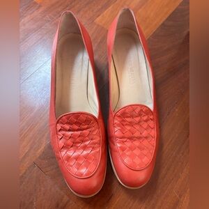 Bottega Veneta Vintage Red Corallo Wedge Loafers